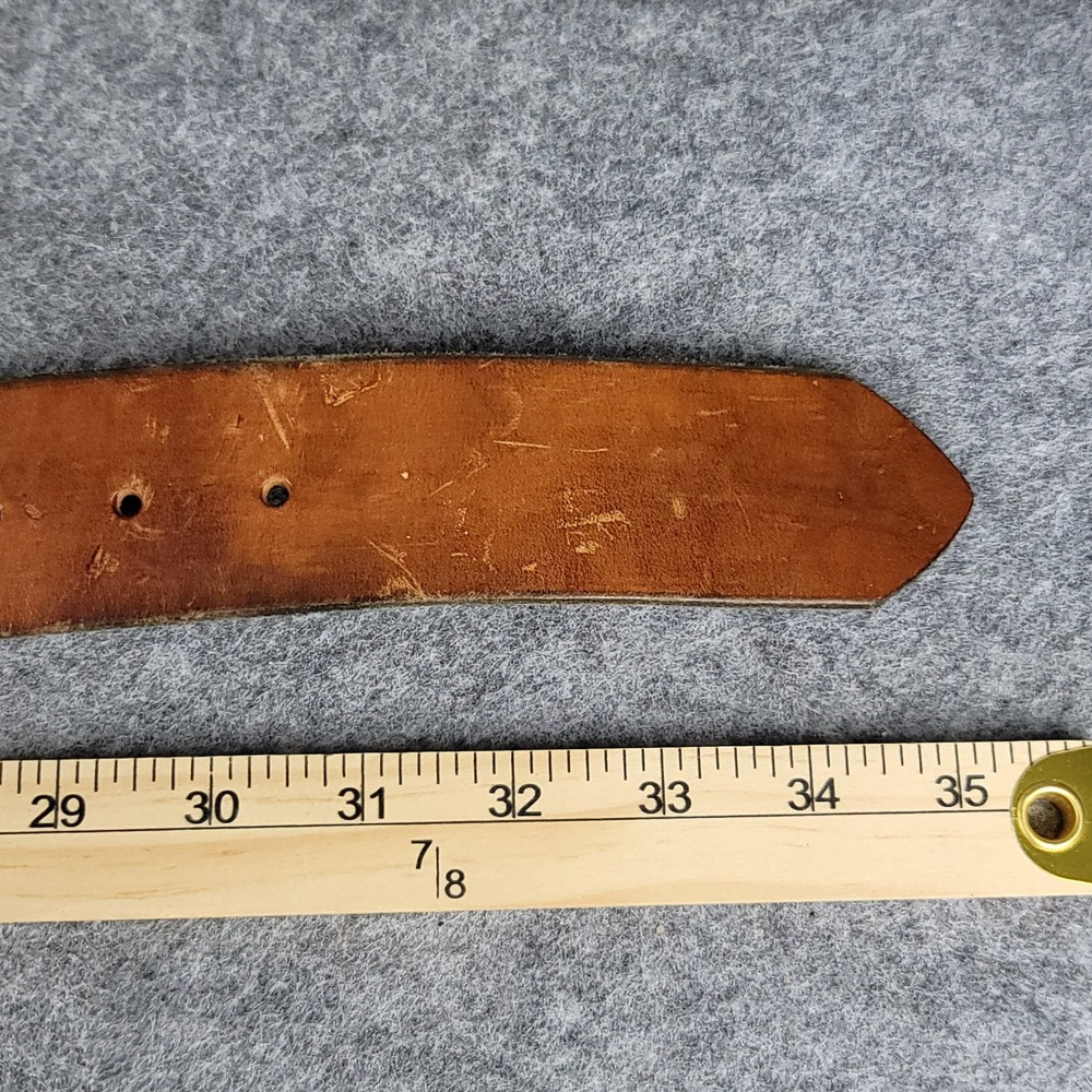 Jacobs Leather Vintage Brown Belt Goldstone Cabochon Concho Plantsville CT 32 - Picture 7 of 13